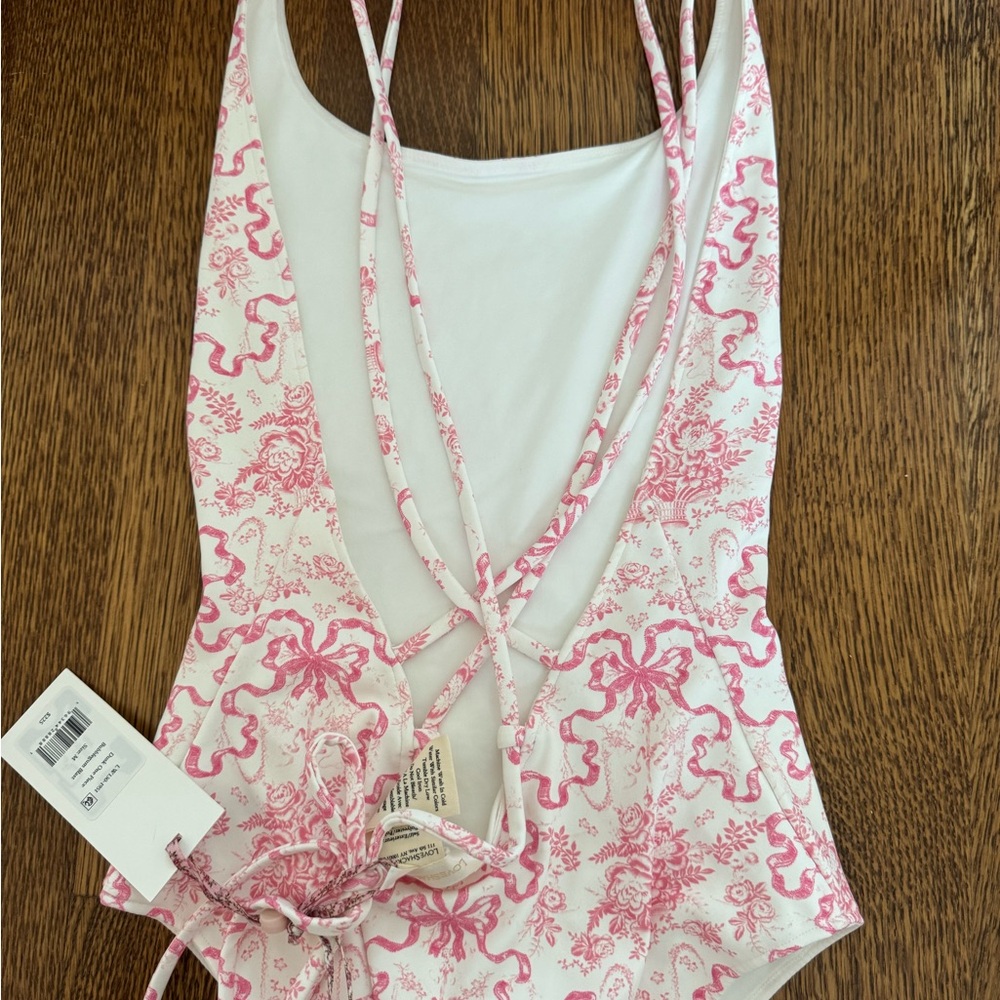 LoveShackFancy Pink and White Floral One-Piece Swimsuit - Picture 5 of 9